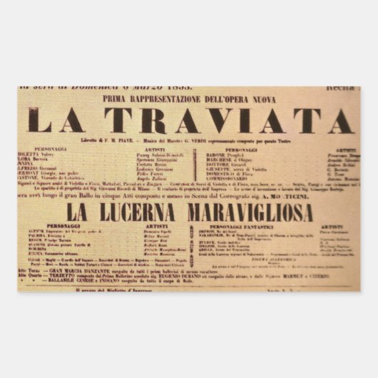 Sticker Rectangulaire Affiche de la première mondiale de La Traviata (18 (Devant)