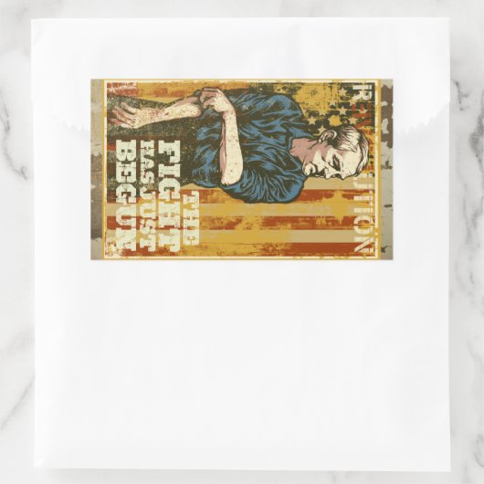 Sticker Rectangulaire Affiche de Ron Paul (Sac)