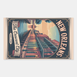 Sticker Rectangulaire Affiche de voyage rétro de La Nouvelle-Orléans Lou