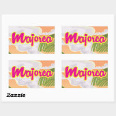 Sticker Rectangulaire affiche de voyage vintage majorque. (Feuille)