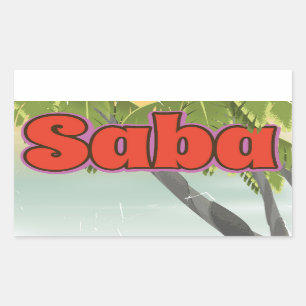 Sticker Rectangulaire Affiche de voyage vintage Saba.