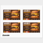 Sticker Rectangulaire Affiche promotionnelle de Burger Double Fromage Pr (Feuille)