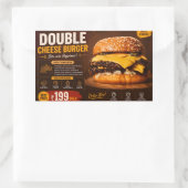 Sticker Rectangulaire Affiche promotionnelle de Burger Double Fromage Pr (Sac)
