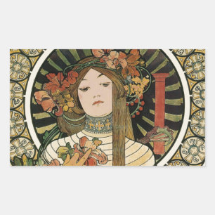 Sticker Rectangulaire Affiche vintage Alfonse Mucha Trappistine Nouveau