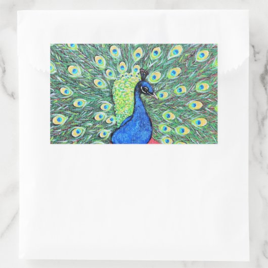 Sticker Rectangulaire Afficher Peacock Peainting (Sac)
