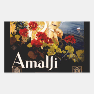 Sticker Rectangulaire Affiches d'art graphique de voyage vintage Amalfi