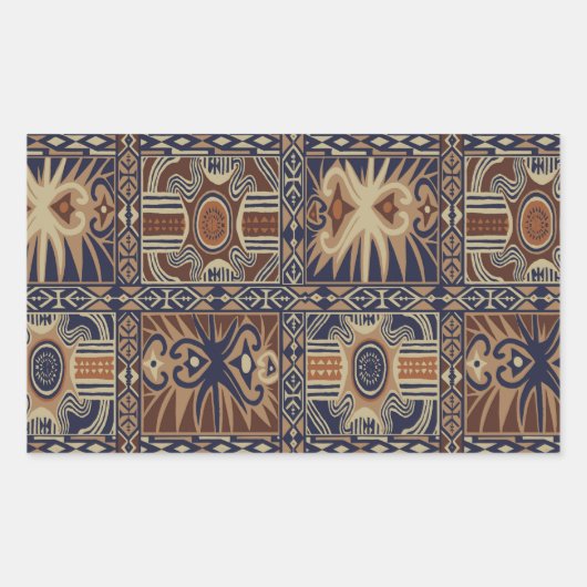 Sticker Rectangulaire African Tribal Collage contemporain (Devant)