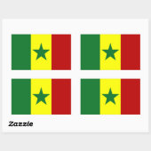 Sticker Rectangulaire Afrique : Drapeau de la République du Sénégal (Feuille)