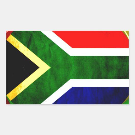 Sticker Rectangulaire Afrique du Sud Drapeau : Motif dynamique à balayag (Devant)