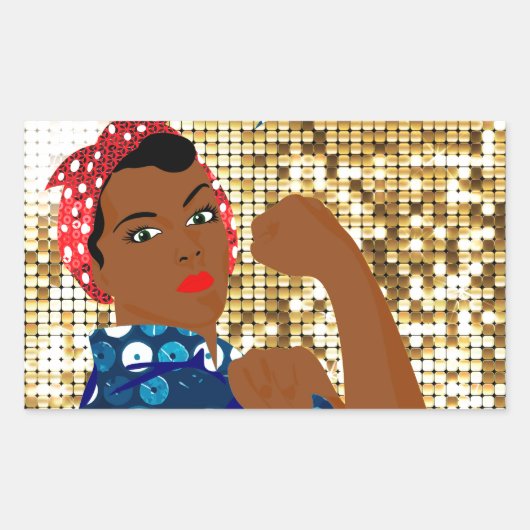 Sticker Rectangulaire afrique rosie le riveter (Devant)