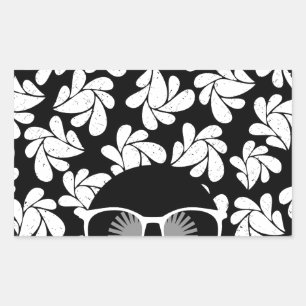 Sticker Rectangulaire Afro Diva Noir & Blanc