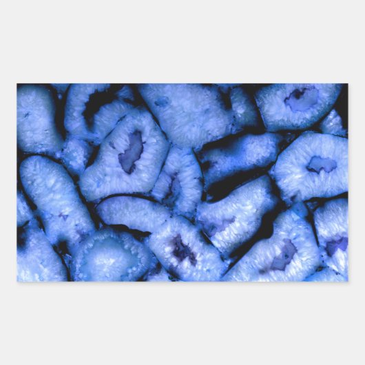 Sticker Rectangulaire Agate de quartz bleu, Geodes bleues, motif abstrai (Devant)