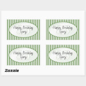 Sticker Rectangulaire Âge subtil Vert et blanc Bleu Joyeux anniversaire (Feuille)