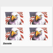 Sticker Rectangulaire Aigle À Balles Avec Une Tear - Drapeau Américain E (Feuille)