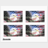 Sticker Rectangulaire aigle à tête blanche et drapeau américain (Feuille)