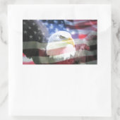 Sticker Rectangulaire aigle à tête blanche et drapeau américain (Sac)
