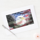 Sticker Rectangulaire aigle à tête blanche et drapeau américain (Enveloppe)