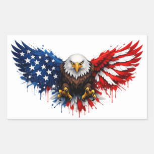 Sticker Rectangulaire Aigle chauve rouge blanc et bleu patriotique