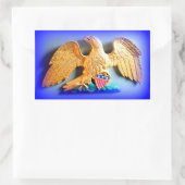 Sticker Rectangulaire aigle doré sur bâton bleu (Sac)