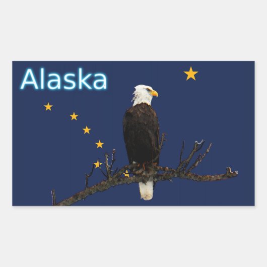 Sticker Rectangulaire Aigle Et Drapeau De L'Alaska (Devant)