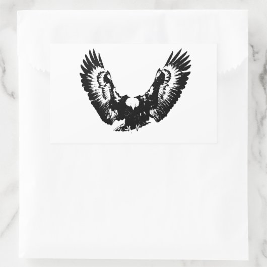 Sticker Rectangulaire Aigle noir et blanc (Sac)
