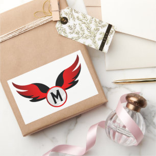 Sticker Rectangulaire Aile d'aigle rouge avec nom personnalisé