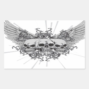 Sticker Rectangulaire Ailes de crâne