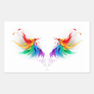 Sticker Rectangulaire Ailes fluffy arc-en-ciel