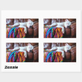 Sticker Rectangulaire Aimer Pitbull Chien Dormir sur le canapé (Feuille)