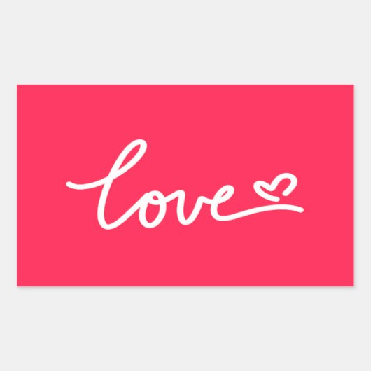 Sticker Rectangulaire Aimer texte blanc sur rose (Devant)