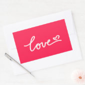 Sticker Rectangulaire Aimer texte blanc sur rose (Enveloppe)