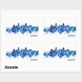 Sticker Rectangulaire Akron Ohio Skyline Blue (Feuille)