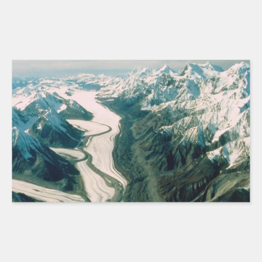 Sticker Rectangulaire Alaska Mountain Range-Vue aérienne (Devant)