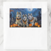 Sticker Rectangulaire Alaskan Malamute Halloween Éffrayant (Sac)