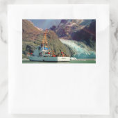Sticker Rectangulaire Alaskan Mountain View avec bateau (Sac)