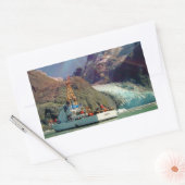 Sticker Rectangulaire Alaskan Mountain View avec bateau (Enveloppe)