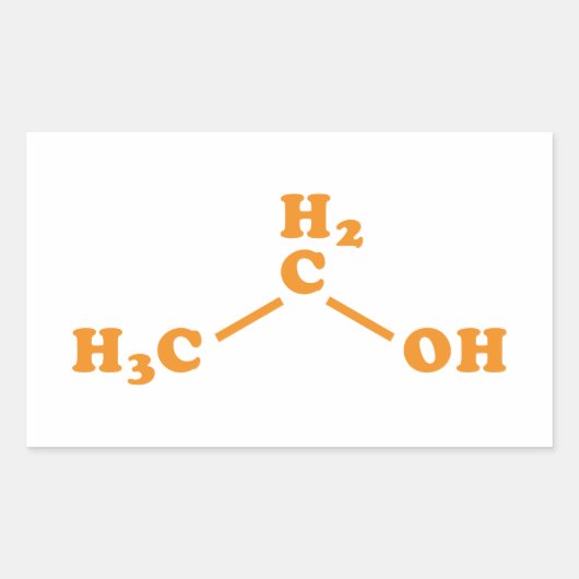 Sticker Rectangulaire Alcool Éthanol Formule chimique moléculaire (Devant)