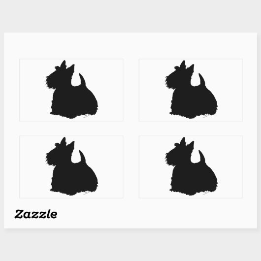 Sticker Rectangulaire Alert Scottish Terrier Silhouette (Feuille)