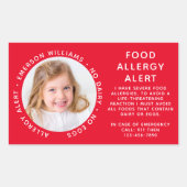 Sticker Rectangulaire Alerte aux allergies alimentaires rouges (Devant)