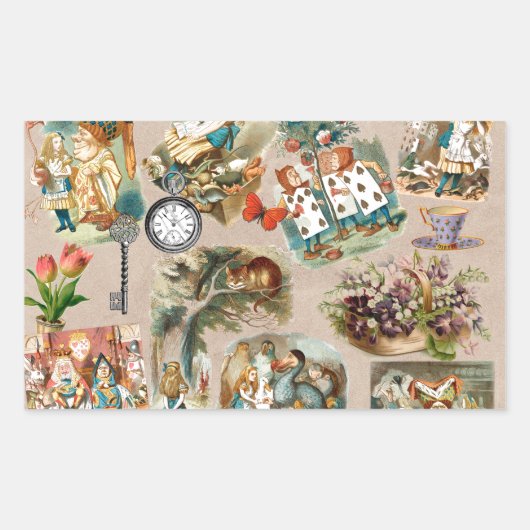 Sticker Rectangulaire Alice à Wonderland Cheshire Cat Characters (Devant)