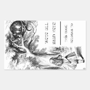 Sticker Rectangulaire Alice au pays des merveilles / Cheshire Chat Plaqu