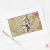 Sticker Rectangulaire Alice au pays des merveilles Flamant rose classiqu (Enveloppe)