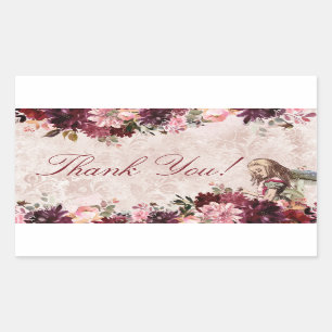 Sticker Rectangulaire Alice au pays des merveilles Merci de mariage élég