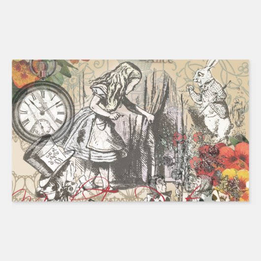 Sticker Rectangulaire Alice au pays des merveilles Rideau Art classique (Devant)