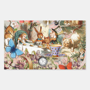 Sticker Rectangulaire Alice au pays des merveilles Tea Party Art