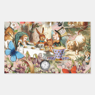 Sticker Rectangulaire Alice au pays des merveilles Thé dansant Art