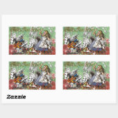 Sticker Rectangulaire alice cartes pays des merveilles (Feuille)