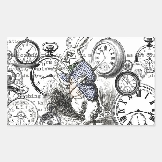 Sticker Rectangulaire Alice de lapin blanc au pays des merveilles (Devant)