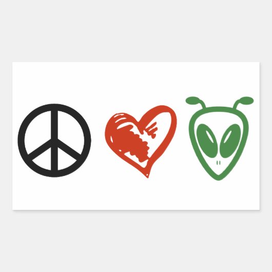 Sticker Rectangulaire Aliens de Peace Love (Devant)