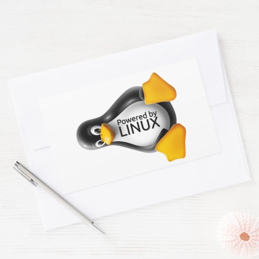 Sticker Rectangulaire Alimenté par Linux (Enveloppe)